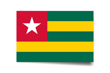 Togo flag - rectangle card with dropped shadow isolated on white background.