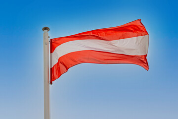National Flag of Austria Country at Blue Sky