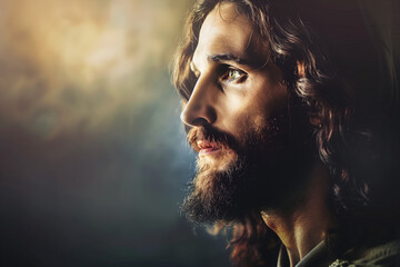 Portrait of Jesus- religious leader revered in Christianity, one of the world’s major religions. He is regarded by most Christians as the Incarnation of God. 