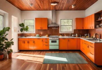 Luxury kitchen interior. Created with Generative AI technology