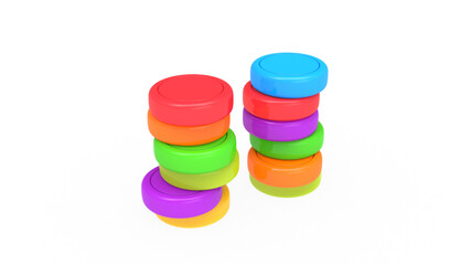 multi color Coin stack 3d render illustration for business money investment concept