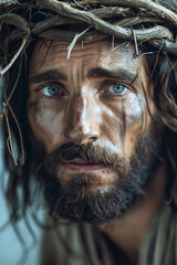 Portrait of Jesus- religious leader revered in Christianity, one of the world’s major religions. He is regarded by most Christians as the Incarnation of God. 