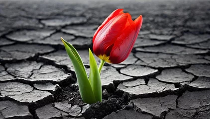Tuinposter Tulipan, czerwony kwiat.  © Iwona