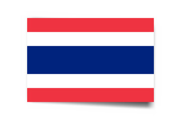 Thailand flag - rectangle card with dropped shadow isolated on white background.