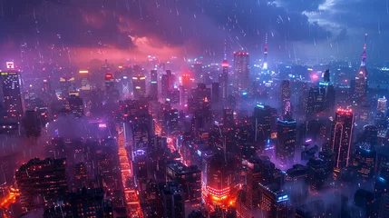 Poster Design a futuristic cyberpunk cityscape. AI generative © SANGHYUN
