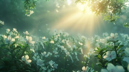 Obraz na płótnie Canvas Sunlight Filters Through Tree Leaves