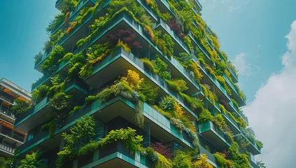 Photo sur Aluminium Milan a tall building with plants on the balconies