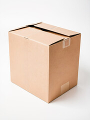 Brown cardboard box isolated on a white background with clipping path and copy space