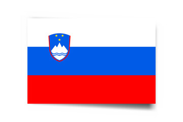 Slovenia flag - rectangle card with dropped shadow isolated on white background.