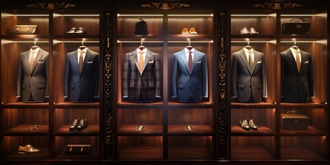 Elegant Men’s Suits Display - Style, Luxury, and Tailoring