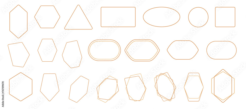 Poster realistic golden line geometric simple frames with copy space. vector isolated blank borders, gold g