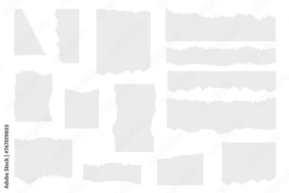 Poster blank realistic papers pieces with torn edges or corners. vector isolated empty sheets with damaged 