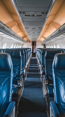 Fototapeta premium Empty passenger seats in cabin of the Bus