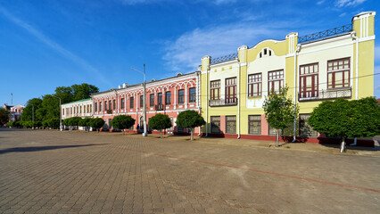 Old houses in the center of Babruysk city in Belarus