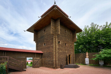 Wooden tower in the Mazyr castle in Belarus