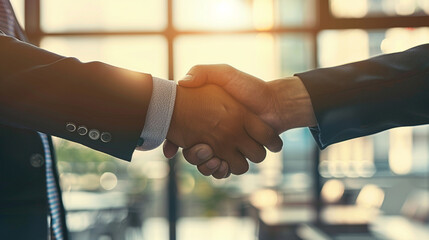 Business people shaking hands. Handshake gesture between two businessmen.