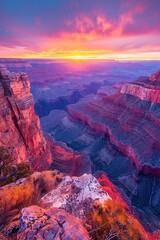 a canyon with a sunset