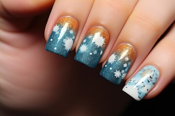 Winter-themed nail art stickers.
