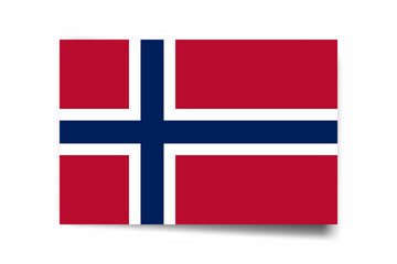 Obraz premium Norway flag - rectangle card with dropped shadow isolated on white background.