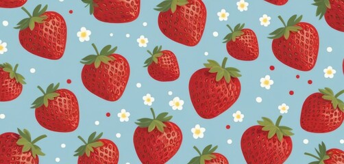 Fototapeta na wymiar Cute strawberry pattern banner, strawberry background, strawberry wallpaper, strawberry background