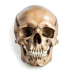 Obraz premium Human Skull Isolated on White Background for Scientific Study