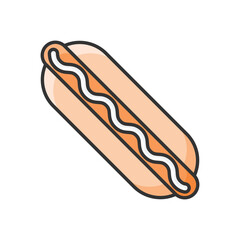 Color Line  Hot Dog vector icon