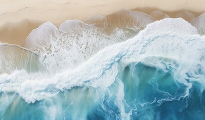 Aerial view of beach with waves