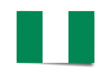 Nigeria flag - rectangle card with dropped shadow isolated on white background.
