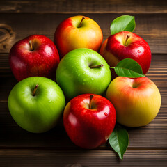 Stunning Display of Vibrant Apple Varieties: Golden Delicious, Granny Smith, Belle de Boskoop, and Red Apples.