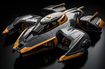  a black and orange spaceship © ion
