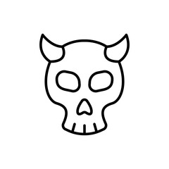 Devil skull outline icons, minimalist vector illustration ,simple transparent graphic element .Isolated on white background