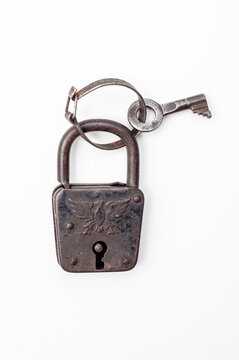 Vintage Lock and Key on a white Background