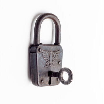 Vintage Lock and Key on a white Background