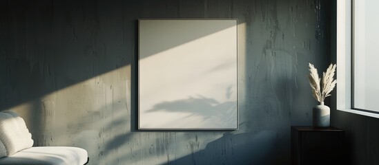 Canvas with no artwork displayed against a gray wall. Visual representation of a poster frame.