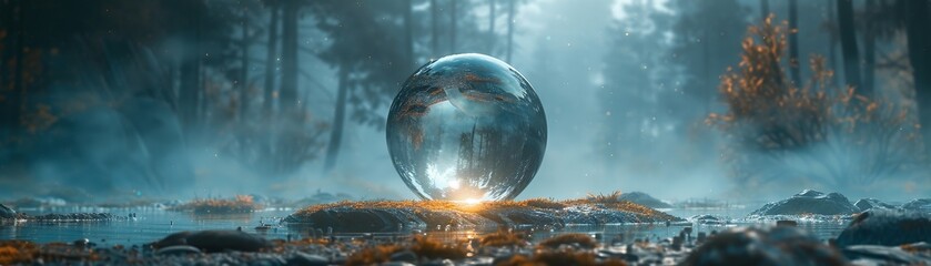 A sorcerers crystal ball mist swirling within - obrazy, fototapety, plakaty