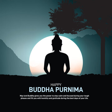 Buddha Purnima creative template, Vesak Day, Buddhism, Buddha Jayanti Social Media Post. illustration for Buddha Purnima or Vesak Day with nice and creative design, banner, poster etc.