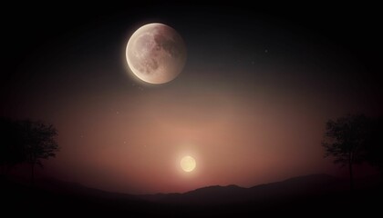 Naklejka na ściany i meble Romantic Moon sky view