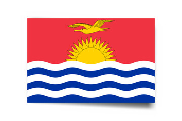 Kiribati flag - rectangle card with dropped shadow isolated on white background.