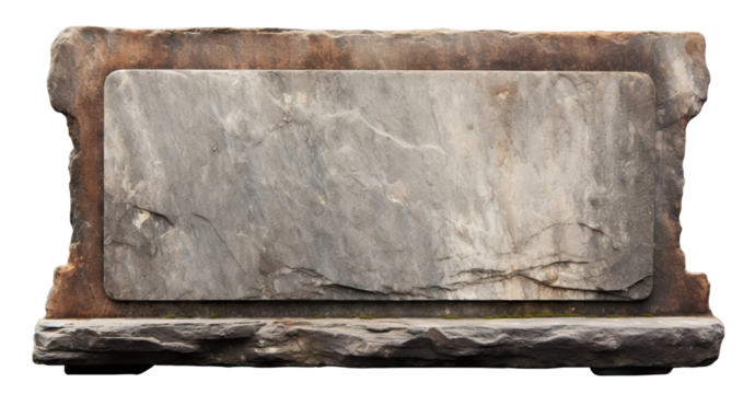 Old stone sign plate, cut out