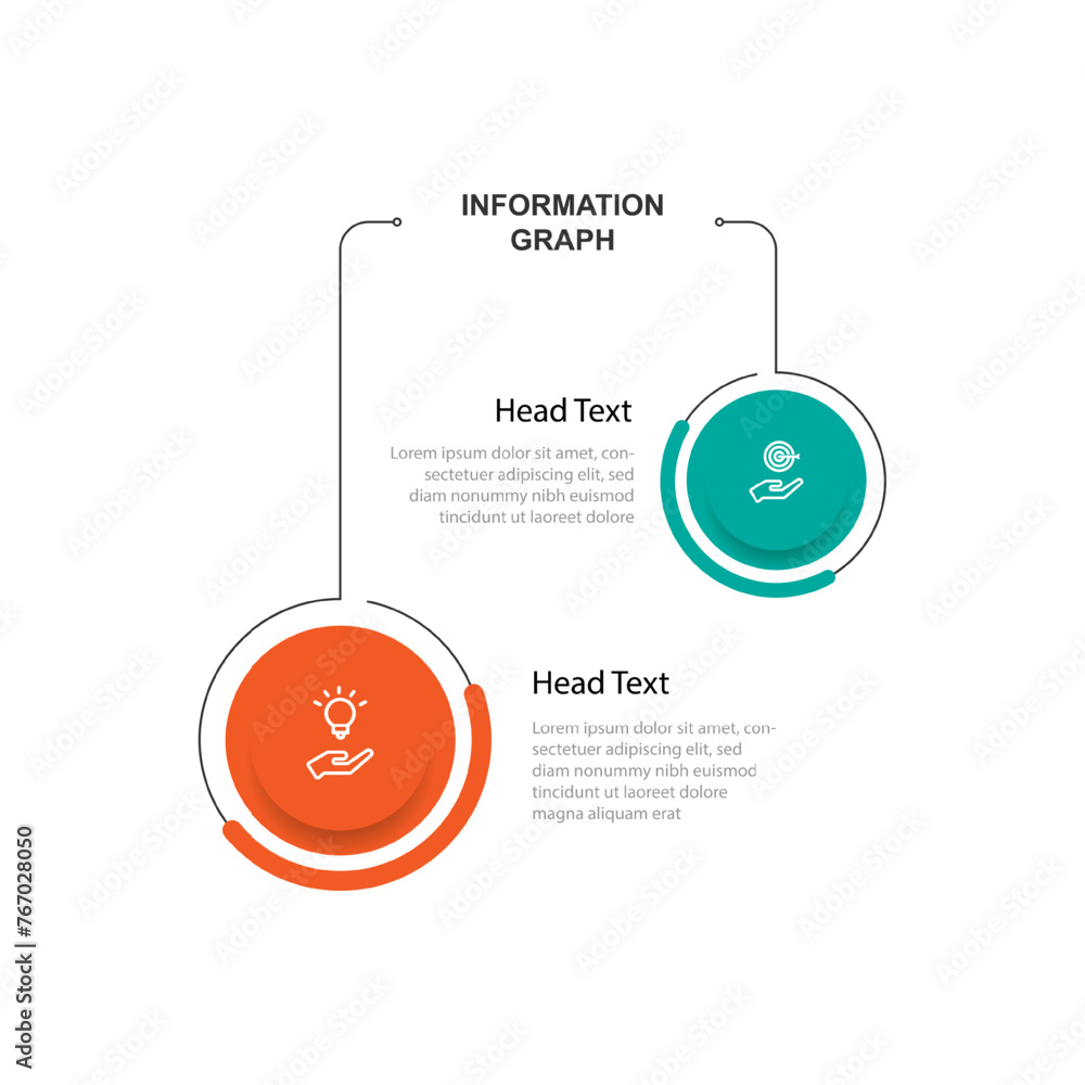 Poster 2 step process line infographic template vector element