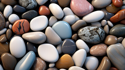 Gravels of various sizes and colors neatly arranged. - background.