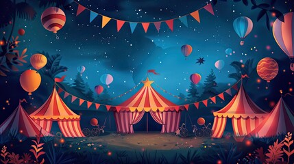 Greeting Card and Banner Design for Social Media or Educational Purpose of National American Circus Day Background