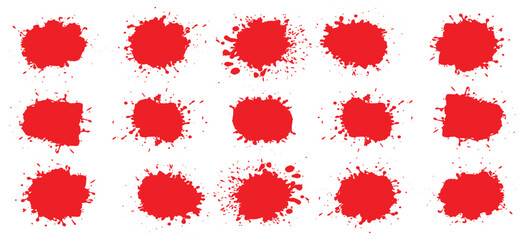 Print..Black ink brush strokes vector set red shape brush.