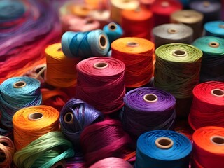 spools of thread-Vibrant Weaves: Exploring the Spectrum - HD Wallpaper Collection of Multi-Color Threads