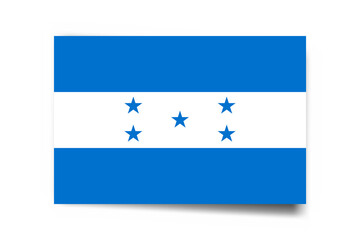 Honduras flag - rectangle card with dropped shadow isolated on white background.