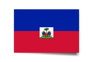 Haiti flag - rectangle card with dropped shadow isolated on white background.