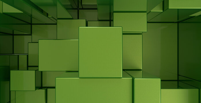 Abstract Green Cubic Background