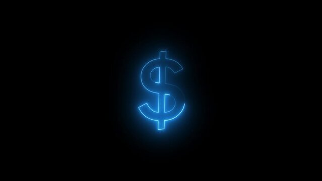 neon dollar icon symbol animated