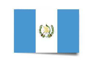 Guatemala flag - rectangle card with dropped shadow isolated on white background.