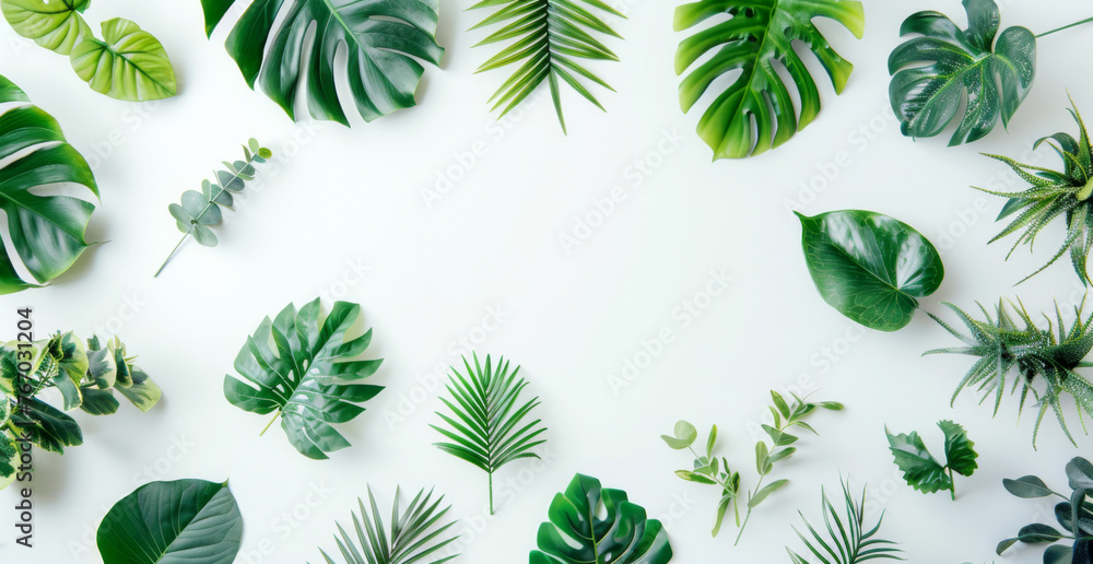 Poster stylish design using plants on a white background